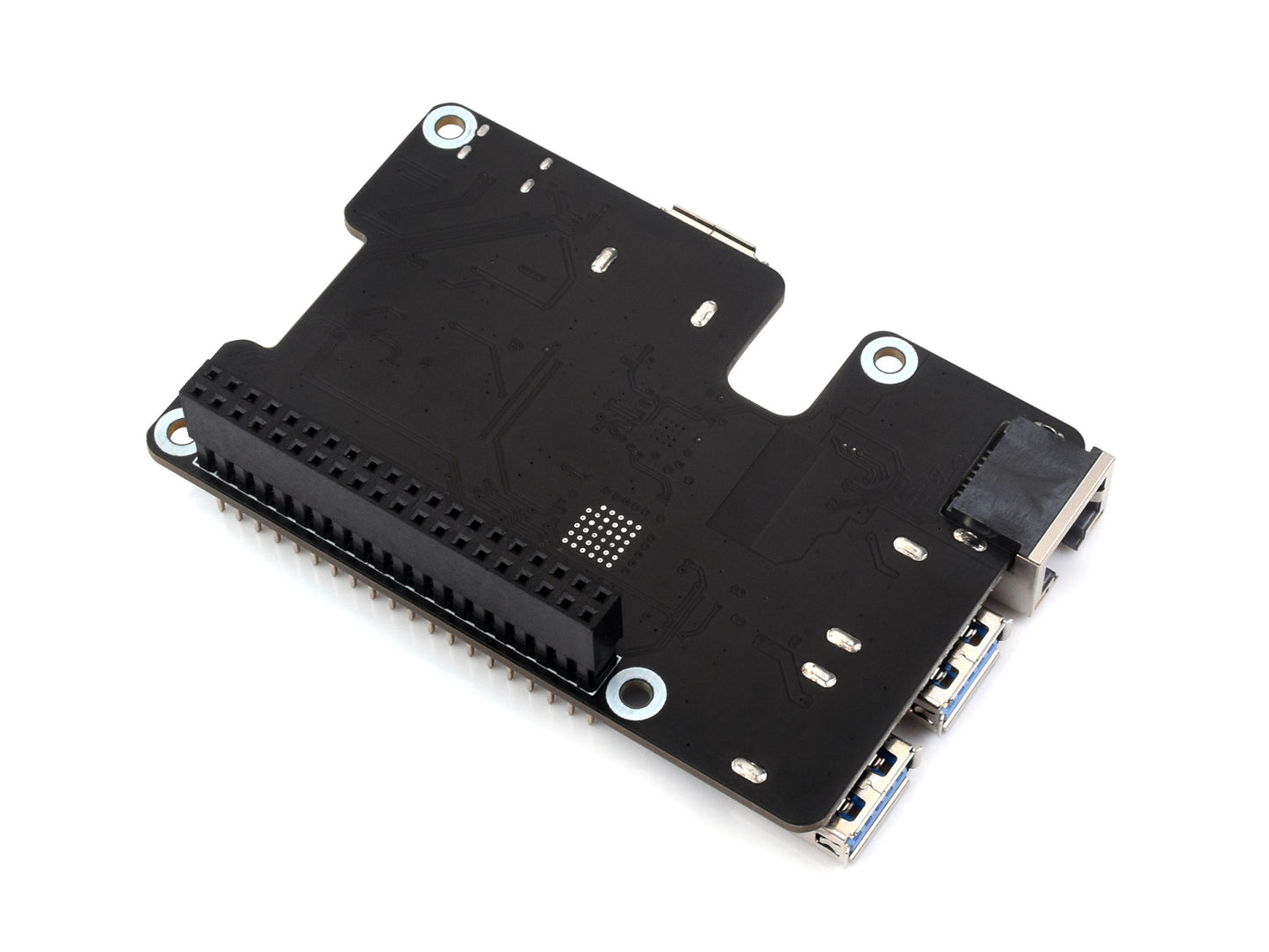 PCIe To Gigabit Ethernet And USB 3.2 Gen1 HAT For Raspberry Pi 5, 3x USB 3.2 Gen1, 1x Gigabit Ethernet, Driver-Free, Plug And Play, Raspberry Pi 5 PCIe HAT