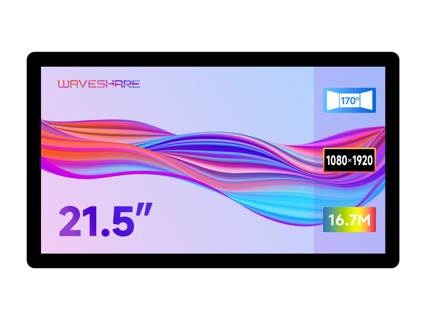 21.5inch Capacitive Touch Display, 1080×1920 Full HD, Optical Bonding Toughened Glass Panel, Supports Raspberry Pi / Jetson Nano