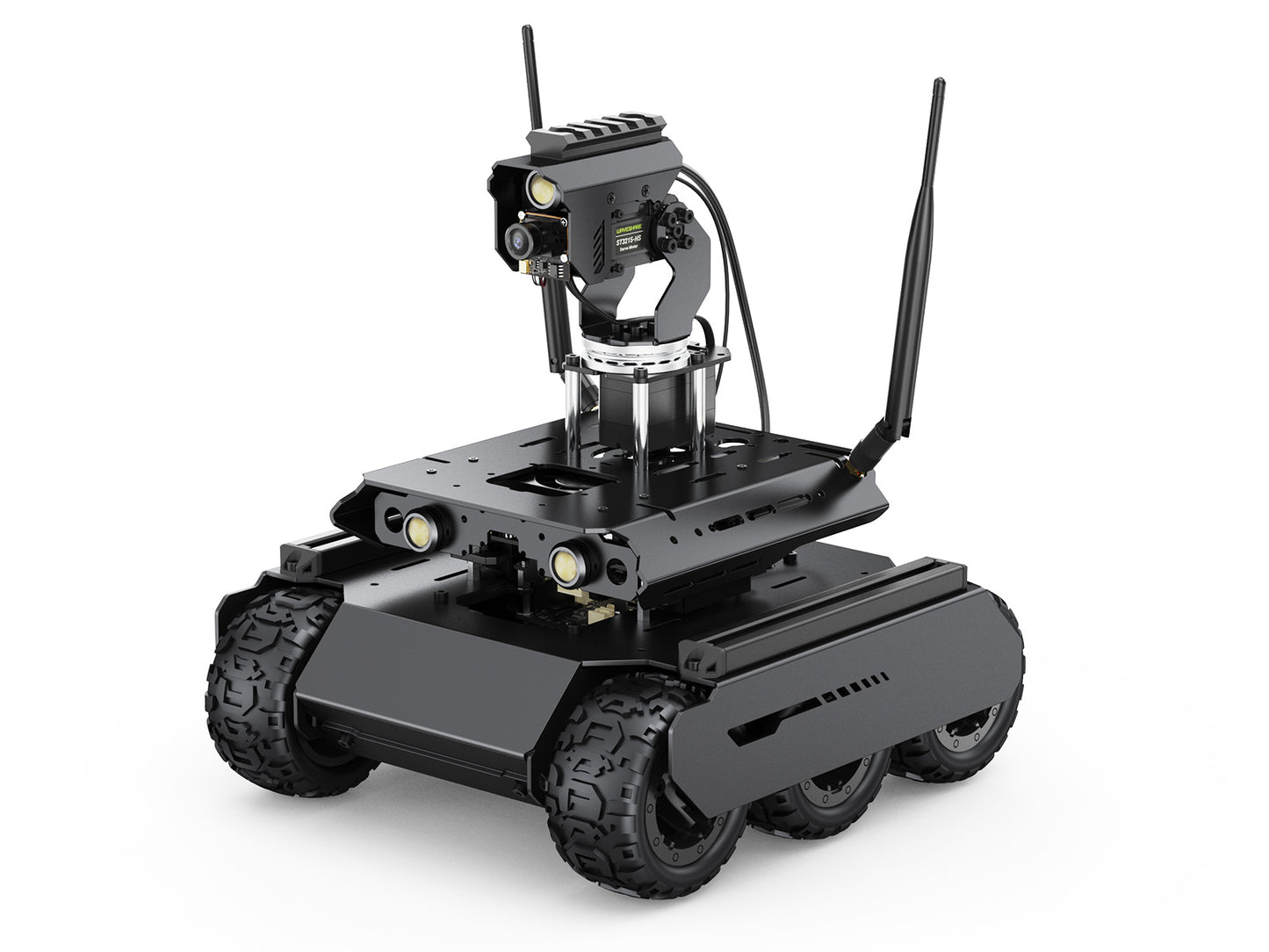 UGV Rover Open-Source 6 Wheels 4WD AI Robot For Jetson Orin Series Board, Dual Controllers, 360° Flexible Omnidirectional Pan-Tilt, Optional For Jetson Orin Nano 4GB Kit