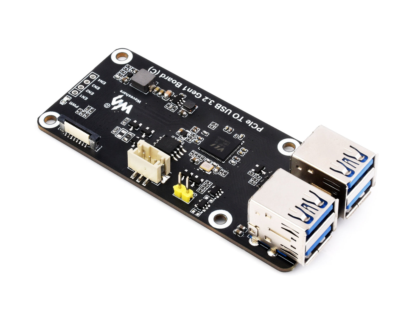 PCIe To 4-Ch USB3.2 Gen1 Board (C) For Raspberry Pi 5, Up To 5Gbps Transmission Speed, Driver-Free, Plug And Play, Raspberry Pi 5 PCIe Adapter