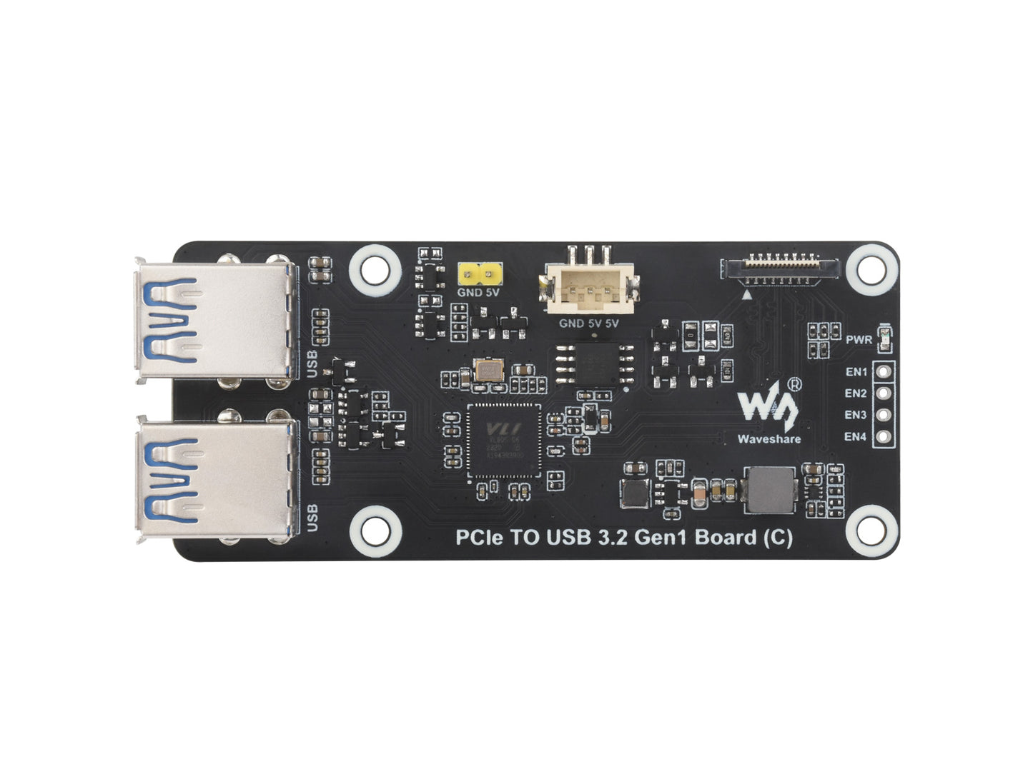 PCIe To 4-Ch USB3.2 Gen1 Board (C) For Raspberry Pi 5, Up To 5Gbps Transmission Speed, Driver-Free, Plug And Play, Raspberry Pi 5 PCIe Adapter