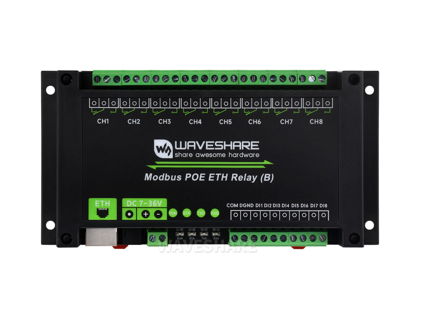 8-ch Ethernet Relay Module (B) With Digital Input, Modbus RTU/Modbus TCP Protocol, PoE Port Communication, With Various Isolation And Protection Circuits