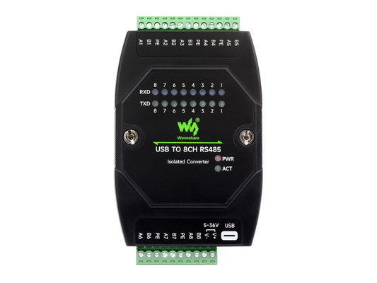USB TO 8CH RS485 Industrial Grade Isolated Converter, USB To RS485 Adapter, Multiple Protection Circuits, Wall-mount And Rail-Mount Support