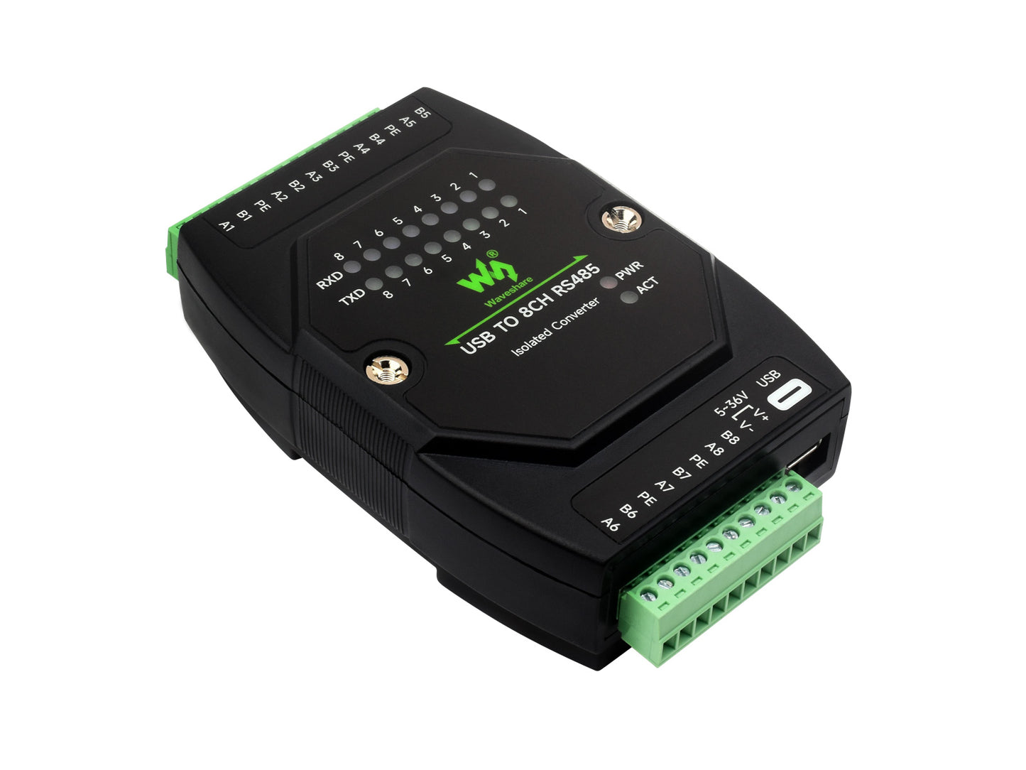 USB TO 8CH RS485 Industrial Grade Isolated Converter, USB To RS485 Adapter, Multiple Protection Circuits, Wall-mount And Rail-Mount Support