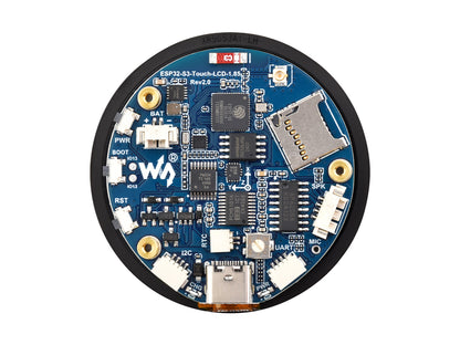ESP32-S3 1.85inch Round Display Development Board, 360×360, 32-bit LX7 Dual-core Processor, Up to 240MHz Frequency, Supports WiFi &amp; Bluetooth, ESP32 With Display, Optional for Touch Function