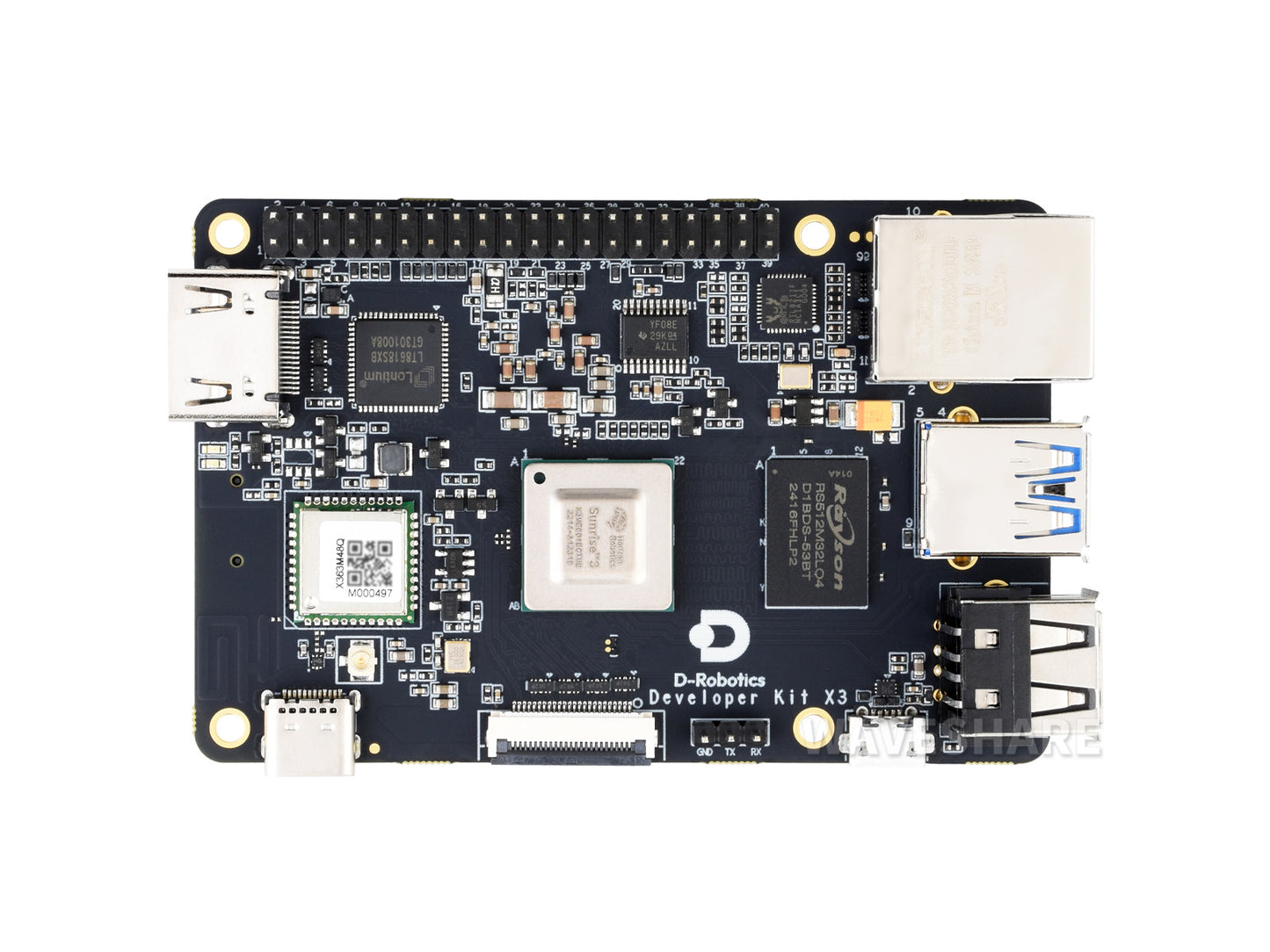 D-Robotics RDK X3 Development Board, Quad-core ARM Cortex-A53 Processer, 5Tops Edge Inference Capabilities, Options For 2GB/4GB RAM