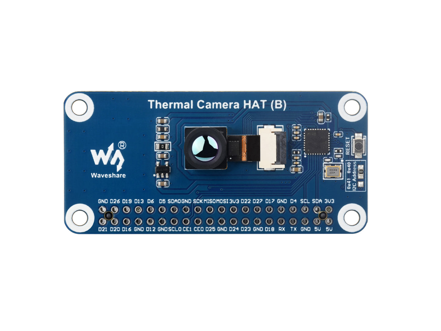 Long-wave IR Thermal Imaging Camera HAT (B) For Raspberry Pi, Options For 45° / 90° FOV, Raspberry Pi IR Camera, 80×62 Pixels, Standard 40PIN GPIO Header