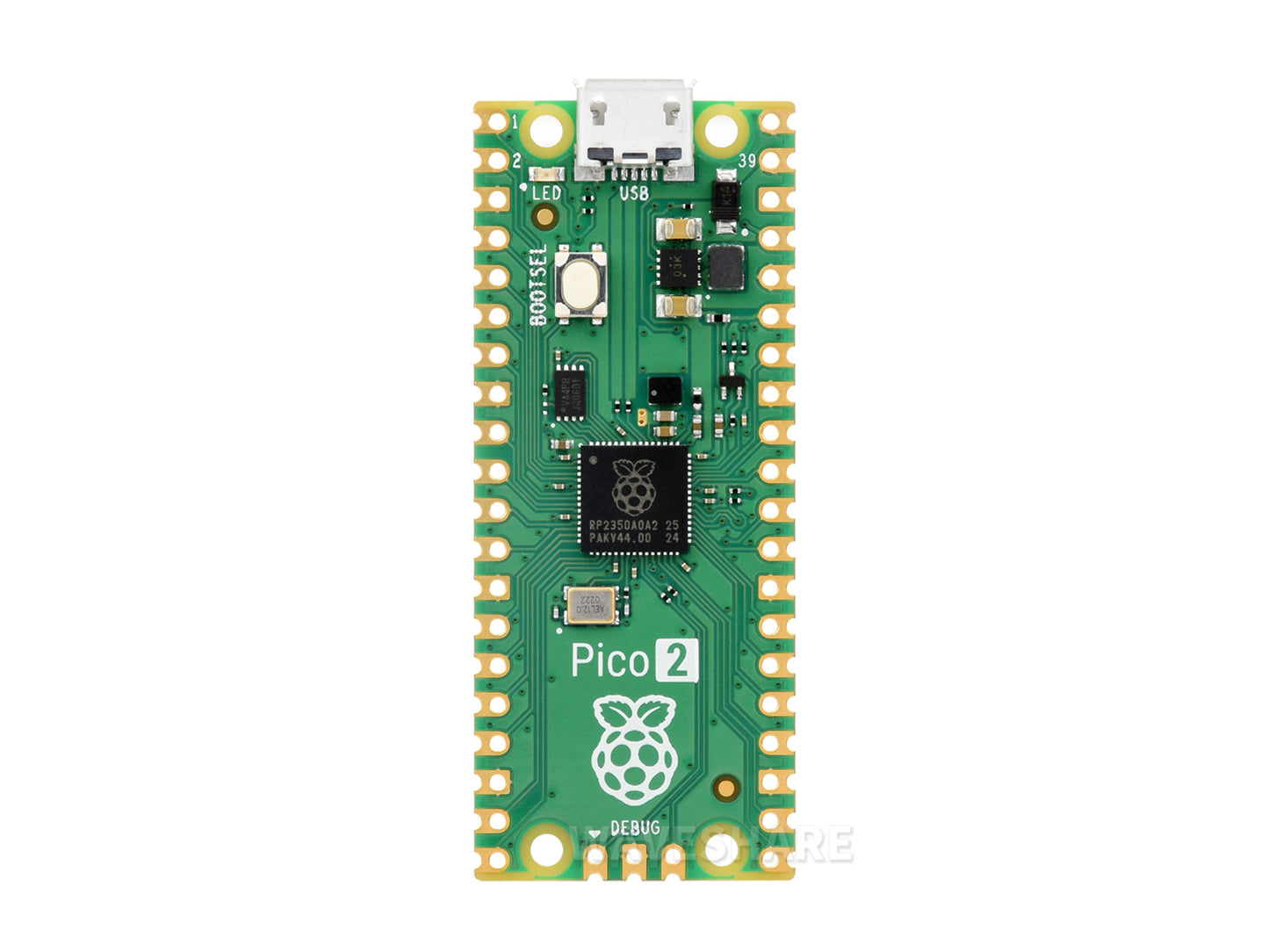 Raspberry Pi Pico 2 Microcontroller Board, Based on Official RP2350 Chip, Dual-core & Dual-architecture Design, Various Development Kit Options