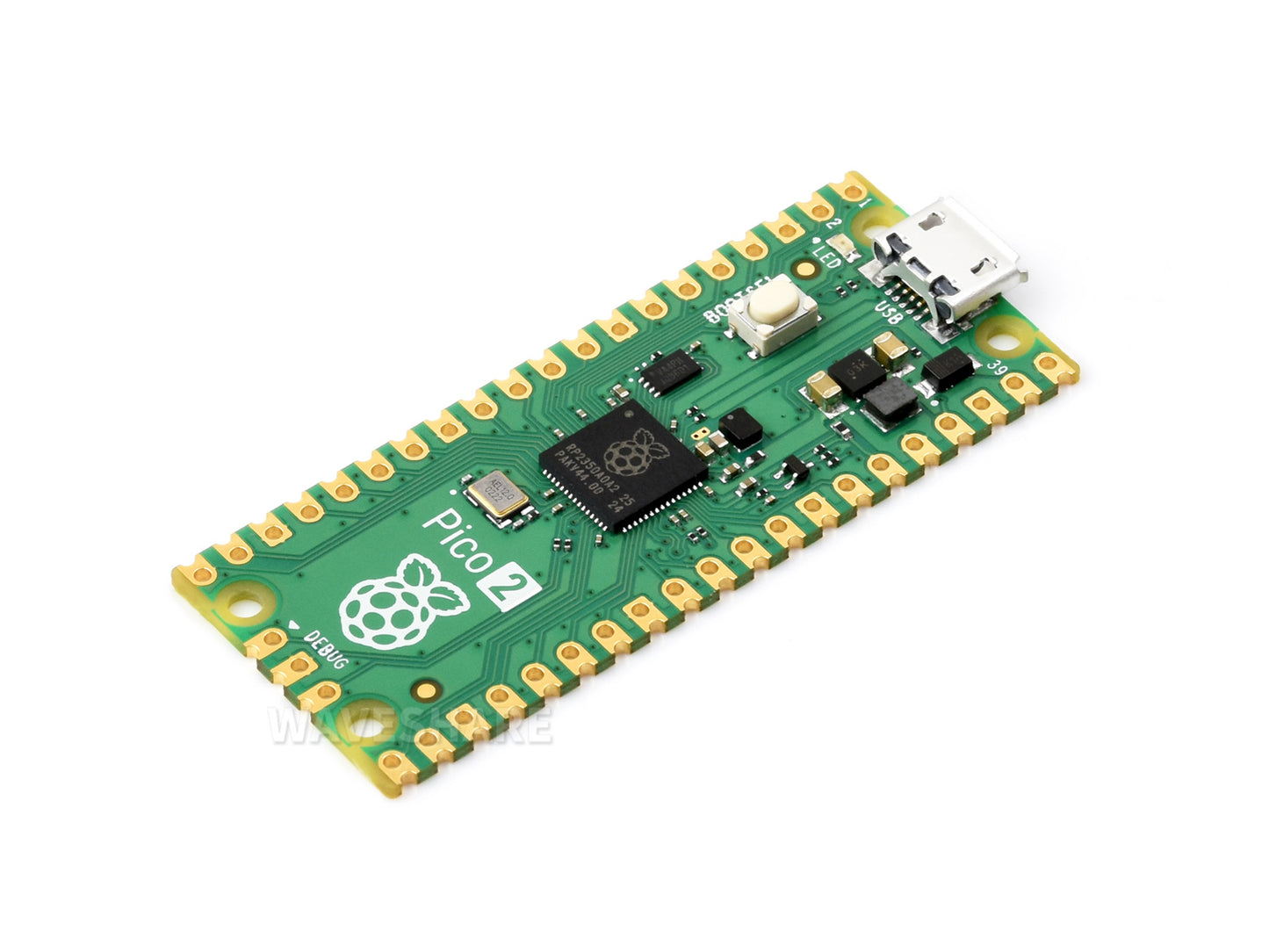 Raspberry Pi Pico 2 Microcontroller Board, Based on Official RP2350 Chip, Dual-core & Dual-architecture Design, Various Development Kit Options