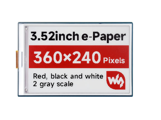 3.52inch E-Paper Display (B), E-Ink Display, 360x240, Red/Black/White, SPI Interface