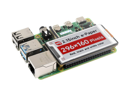 2.15inch E-Paper Display (B), E-Ink Display, 296x160, Red/Black/White, SPI Interface