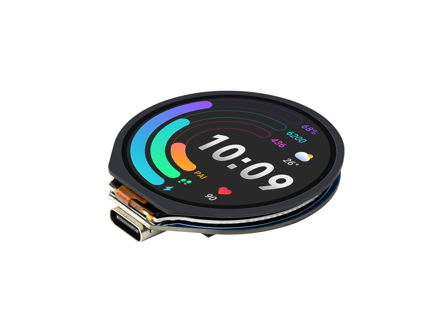 RP2350 MCU Board, With 1.28inch Round Touch LCD, Dual-core & Dual-architecture Design, 240×240 Pixels, 65K Color, IPS Panel