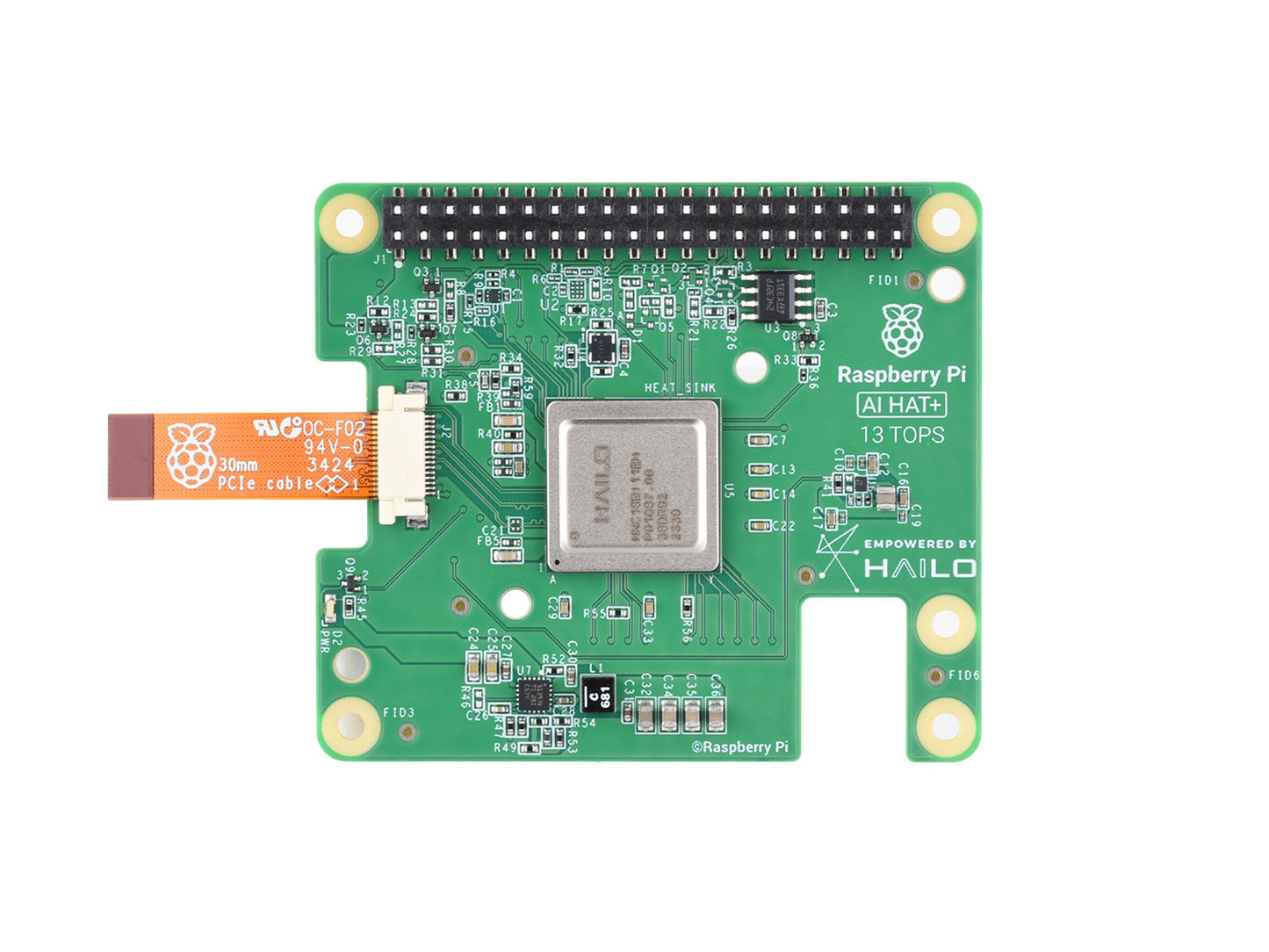 Official Raspberry Pi AI HAT+, Build-in Hailo-8 AI Accelerator To Quickly Build A Wide Range Of AI-powered Applications, Options for 13 TOPS / 26 TOPS