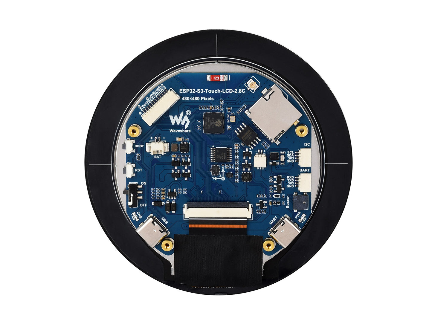 ESP32-S3 2.8inch Round Display Development Board, 480×480, 32-bit LX7 Dual-core Processor, Supports WiFi &amp; Bluetooth, Options For Touch Function, ESP32 With Display