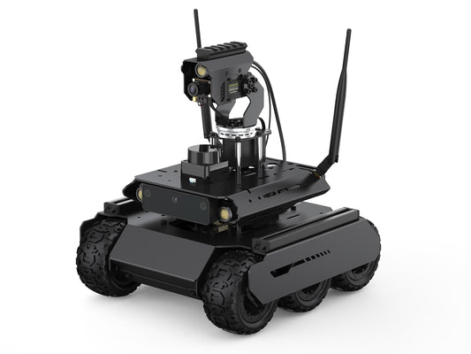 UGV Rover ROS 2 Open-source 6 Wheels 4WD AI Robot For Jetson Orin Series Board, Dual controllers, 360° Flexible Omnidirectional Pan-Tilt, Optional For Jetson Orin Nano 4GB Kit