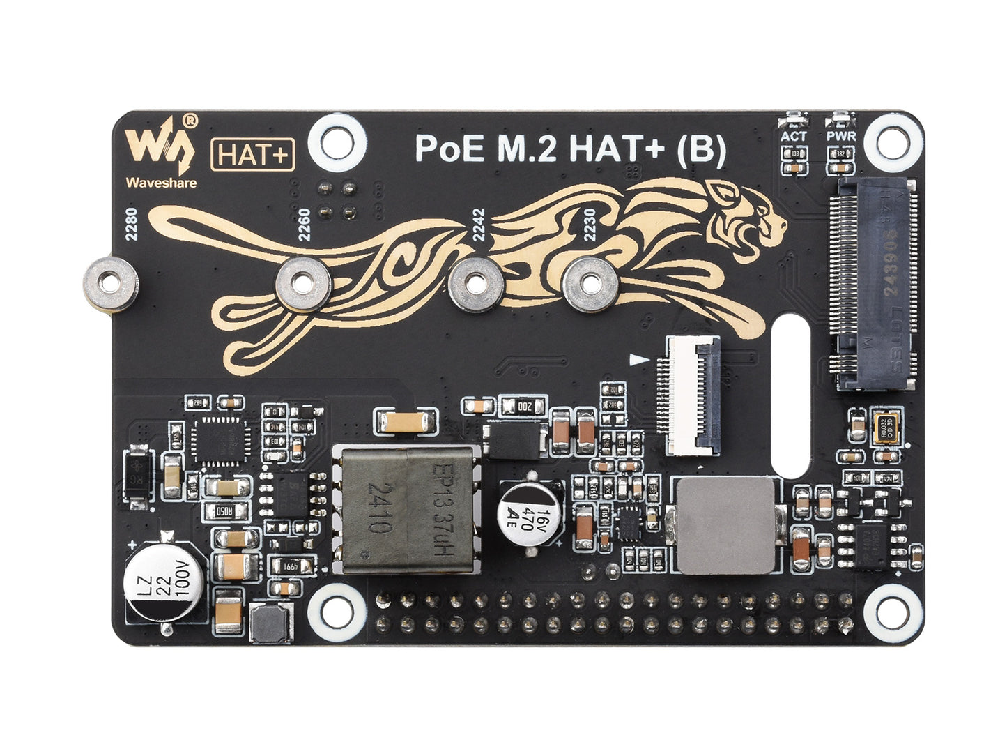 PCIe To M.2 Adapter With PoE Function (B) For Raspberry Pi 5, Supports NVMe Protocol M.2 Solid State Drive, High-speed Reading/Writing, Raspberry Pi 5 PoE HAT