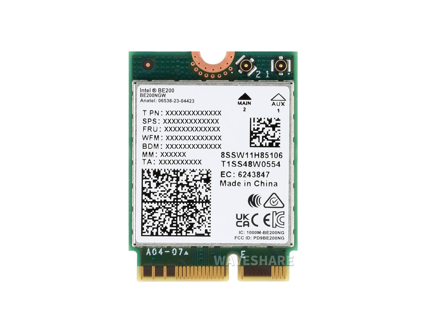 Wireless BE200 NIC, Gigabit Tri-Band Wi-Fi 7, IEEE 802.11a/b/g/n/ac/be/ax Standard, Bluetooth 5.4
