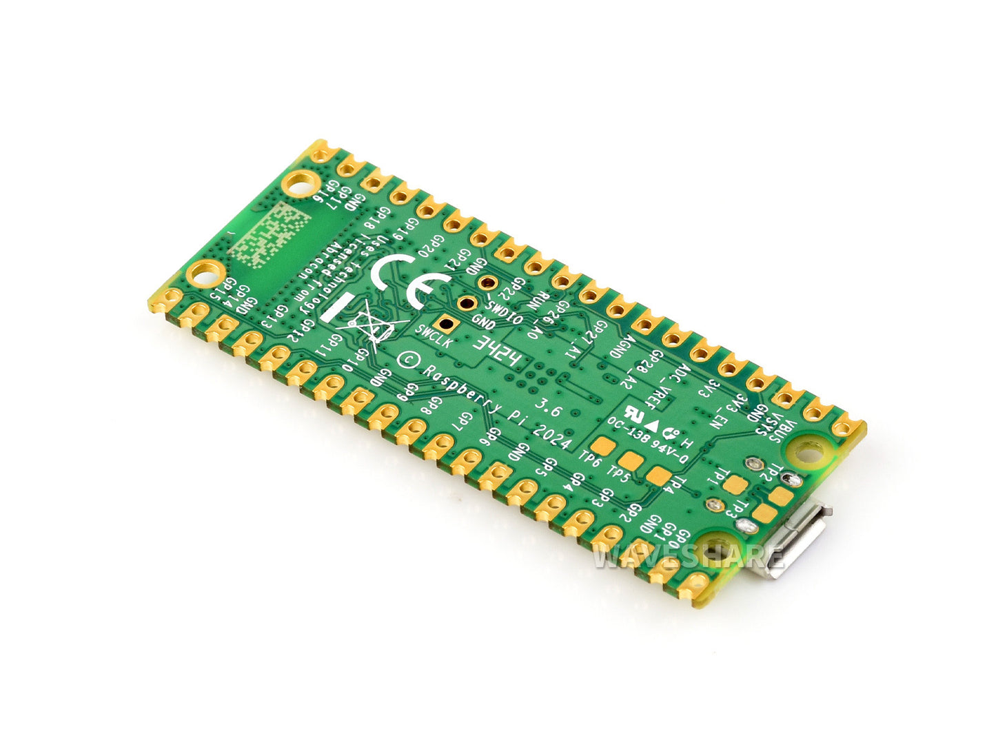 Raspberry Pi Pico 2 W Microcontroller Board, Based on Official RP2350 Chip, Dual-core & Dual-architecture Design, Supports WIFI and Bluetooth