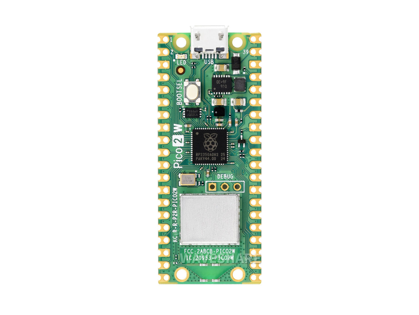 Raspberry Pi Pico 2 W Microcontroller Board, Based on Official RP2350 Chip, Dual-core & Dual-architecture Design, Supports WIFI and Bluetooth