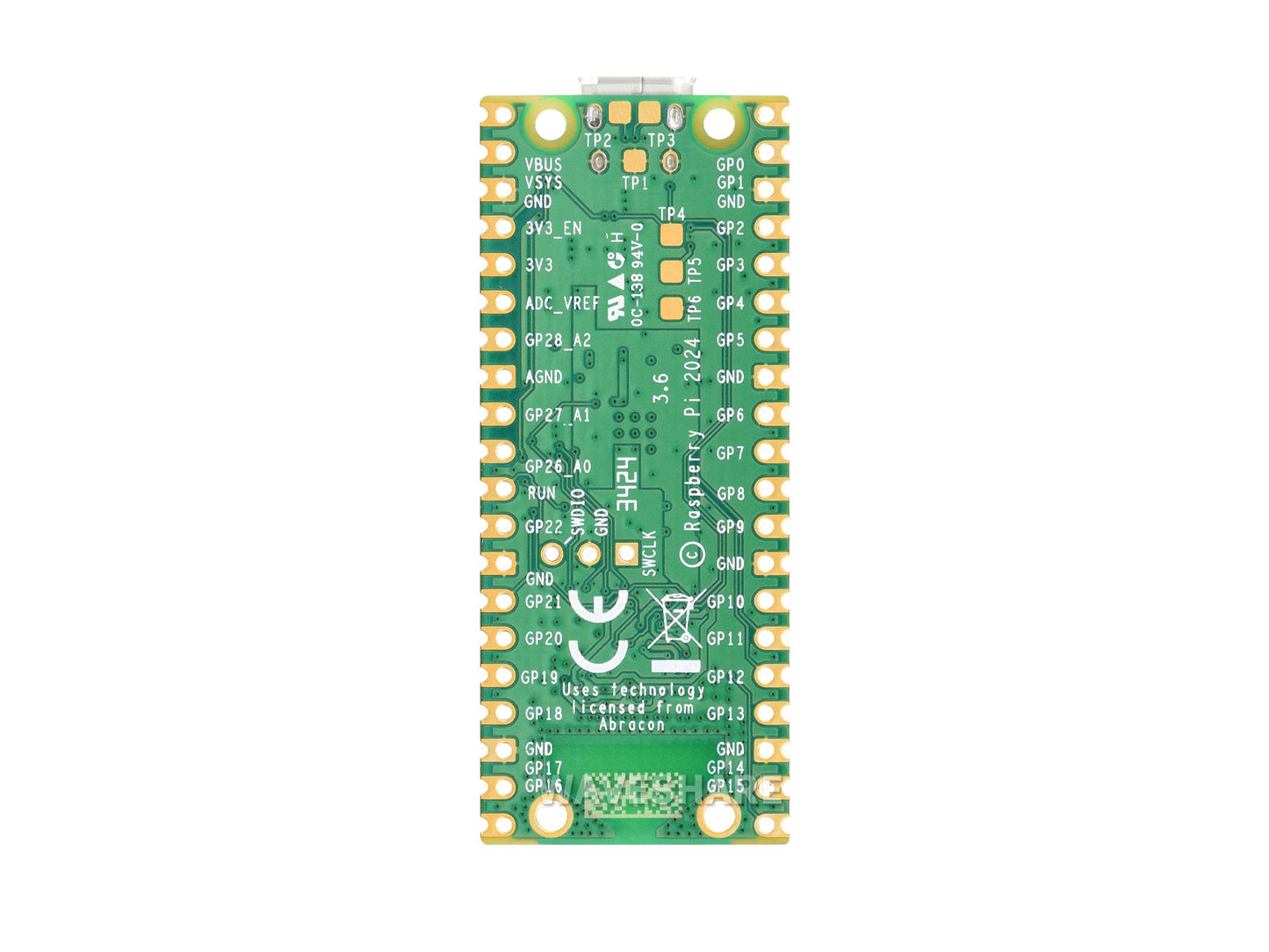 Raspberry Pi Pico 2 W Microcontroller Board, Based on Official RP2350 Chip, Dual-core & Dual-architecture Design, Supports WIFI and Bluetooth