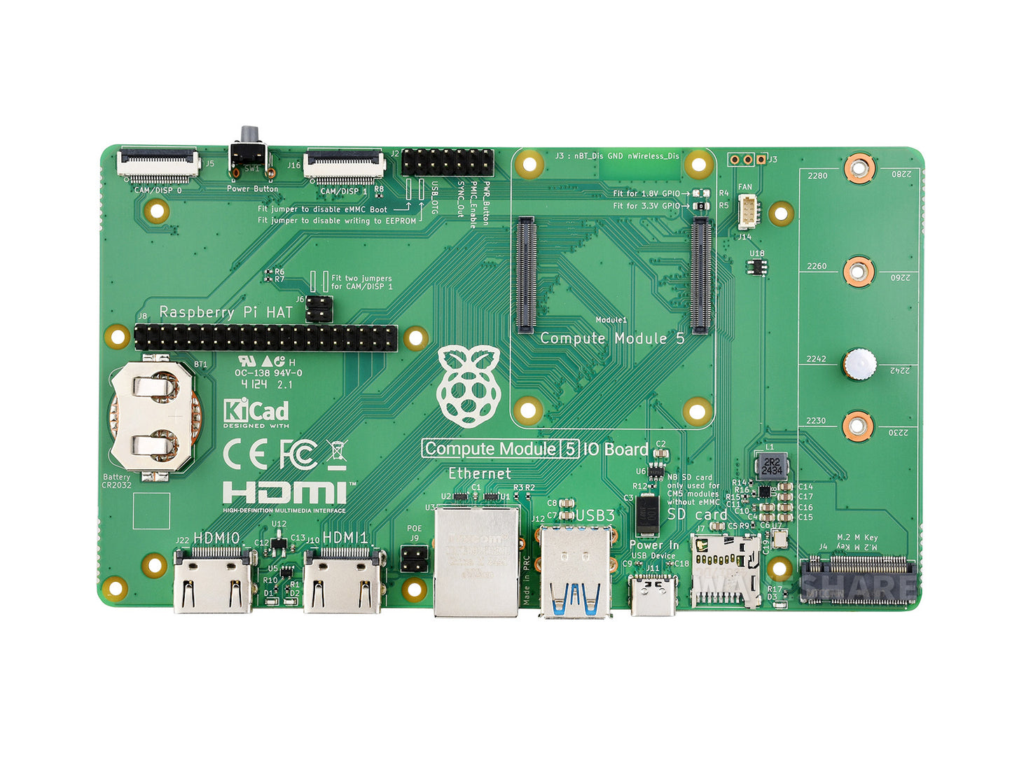 Official Raspberry Pi Compute Module 5 IO Board, A Development Platform And Reference Base-board Designed For CM5, Suitable For All Variants Of Compute Module 5