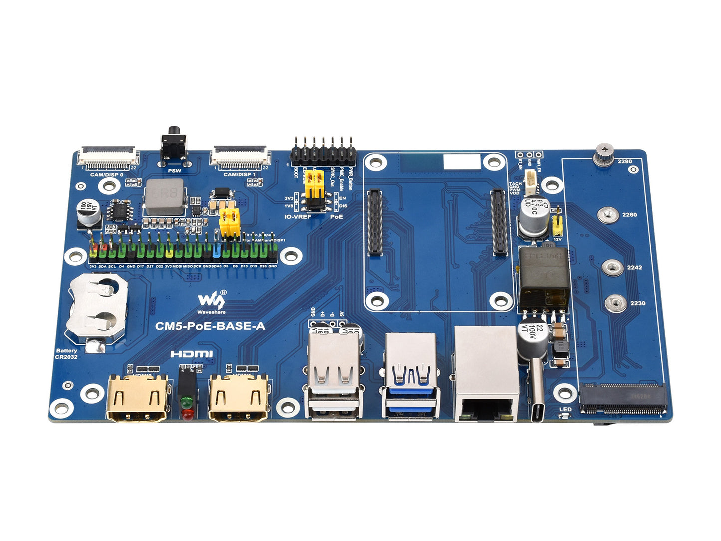 Raspberry Pi Compute Module 5 IO Board With PoE Feature, For All Variants Of CM5