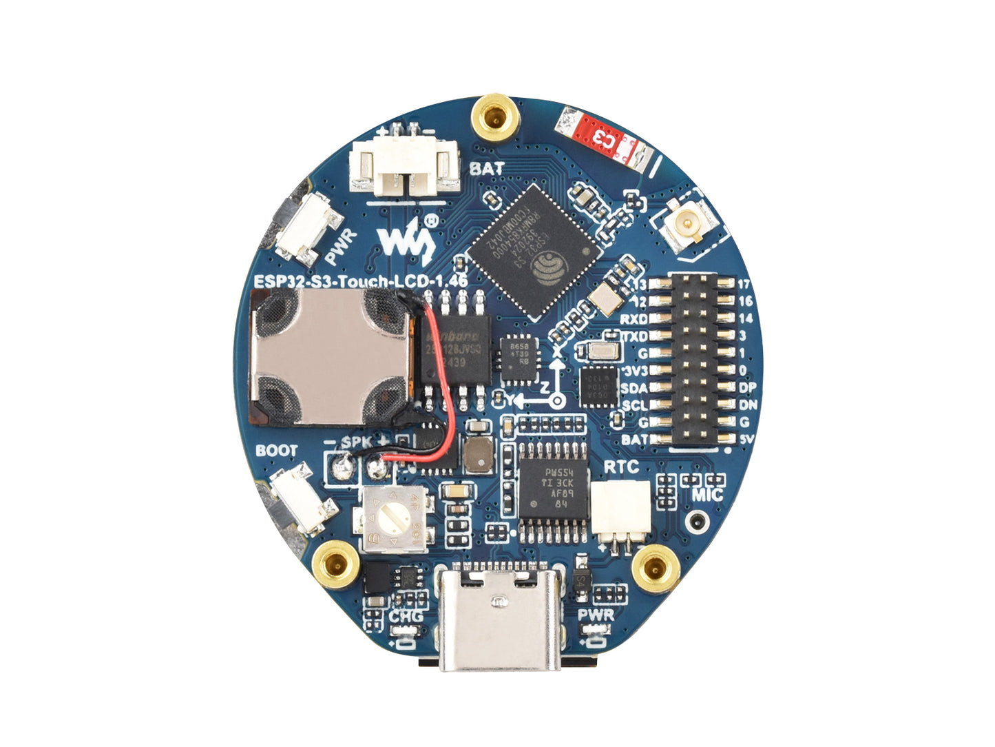 ESP32-S3 1.46inch Round Display Development Board, 412×412, Supports WiFi &amp; Bluetooth, Accelerometer And Gyroscope Sensor, Onboard Speaker And Microphone, ESP32 With Display