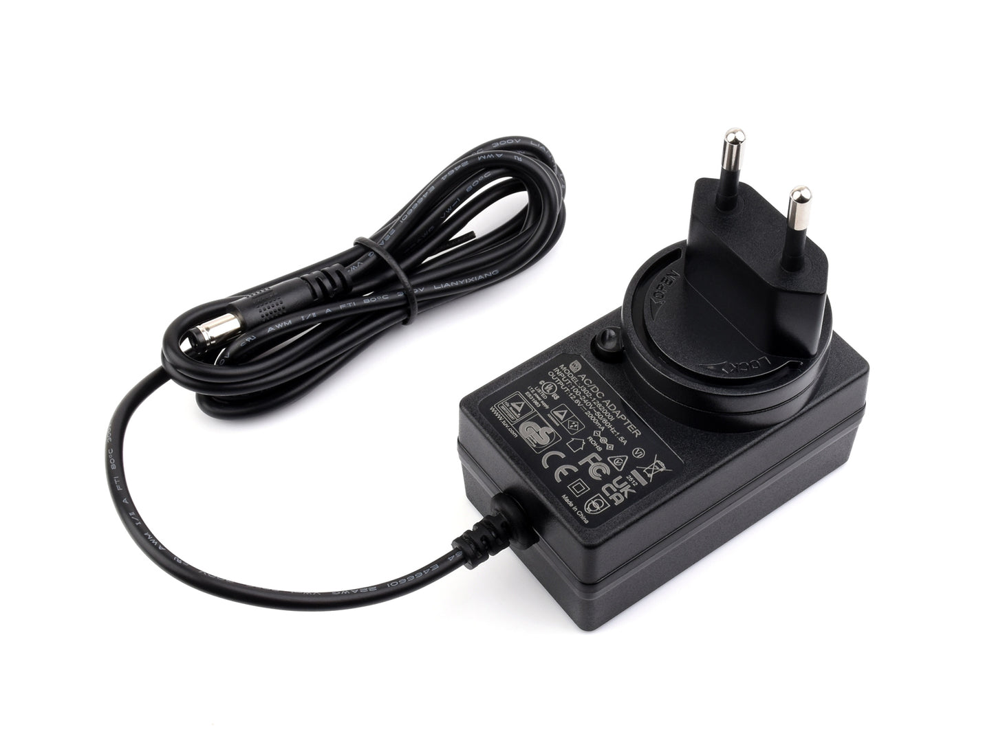 Power supply, Lithium Battery Charger, 12.6V/2A, DC jack output, OD 5.5mm, ID 2.1mm, Available In US / EU / UK Plug
