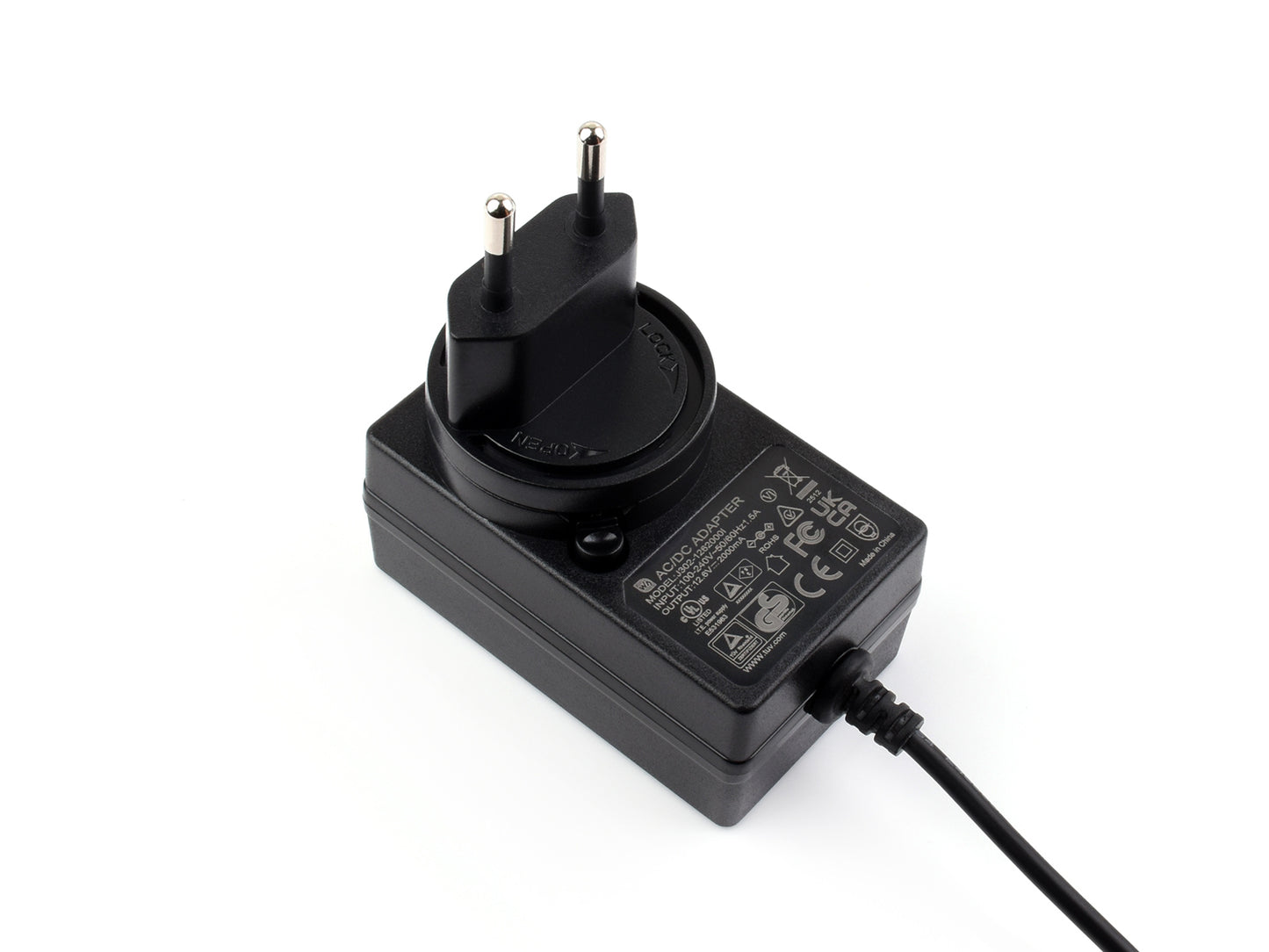 Power supply, Lithium Battery Charger, 12.6V/2A, DC jack output, OD 5.5mm, ID 2.1mm, Available In US / EU / UK Plug