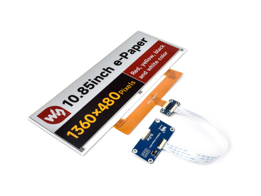 10.85inch e-Paper display (G), e-ink display, 1360x480, Red/Yellow/Black/White, SPI Interface