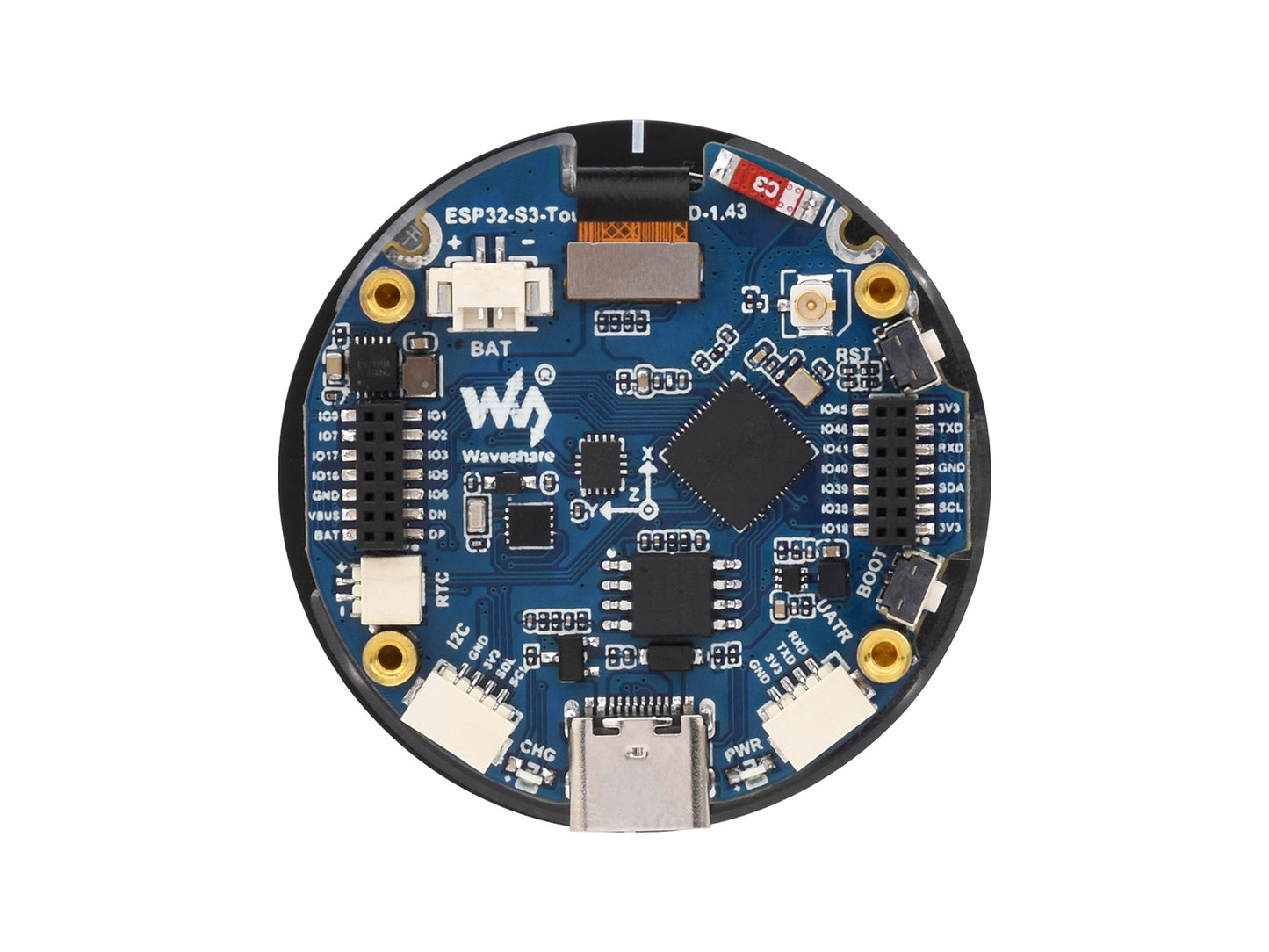 ESP32-S3 1.43inch AMOLED Display Development Board, 466×466, QSPI Interface Round Display, Accelerometer And Gyroscope Sensor, Optional For CNC Metal Case, ESP32 With Display