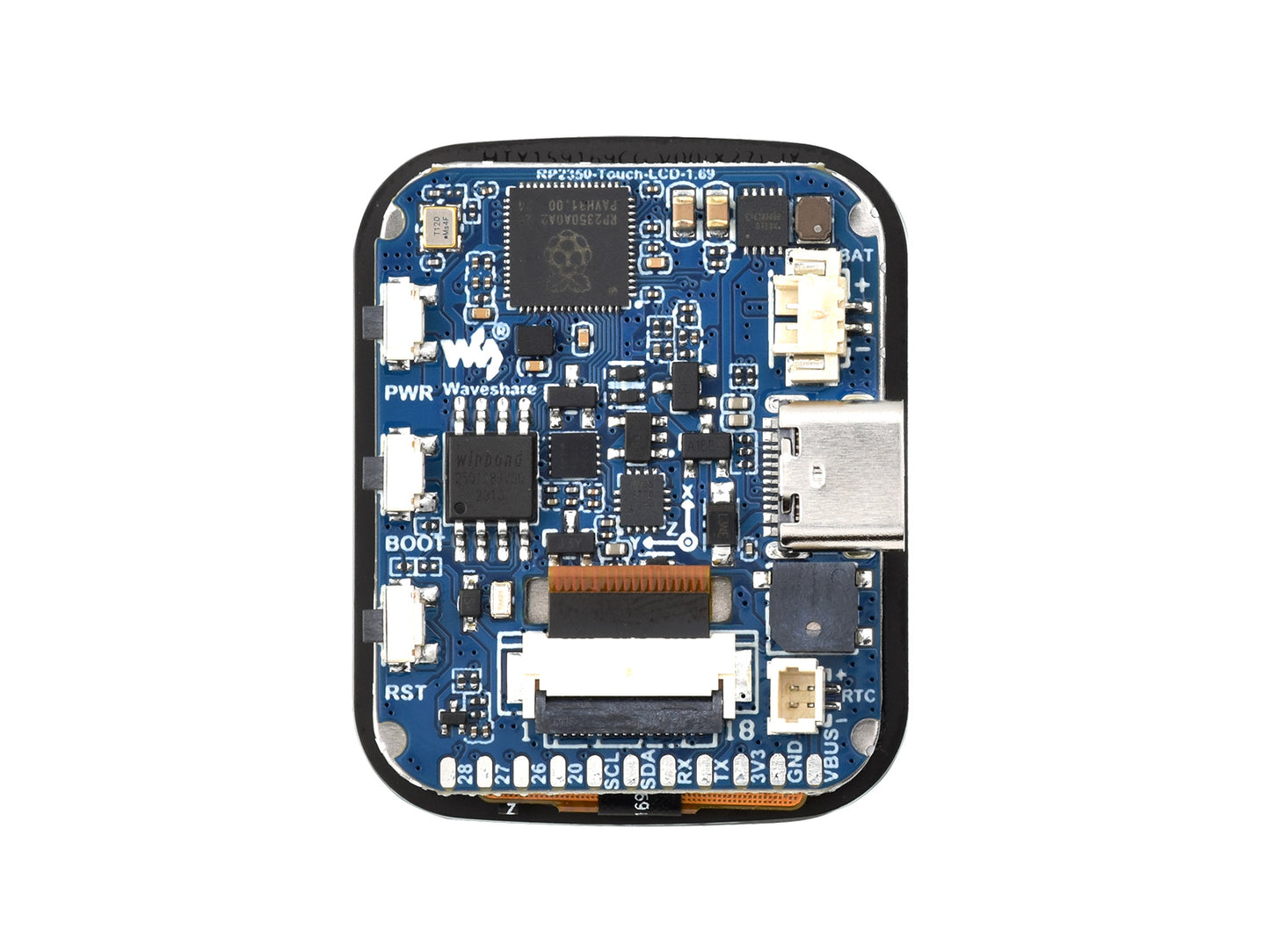 RP2350 Microcontroller Development Board, With 1.69inch Touch LCD, Rounded Corners, Dual-core & Dual-architecture Design, Accelerometer And Gyroscope Sensor