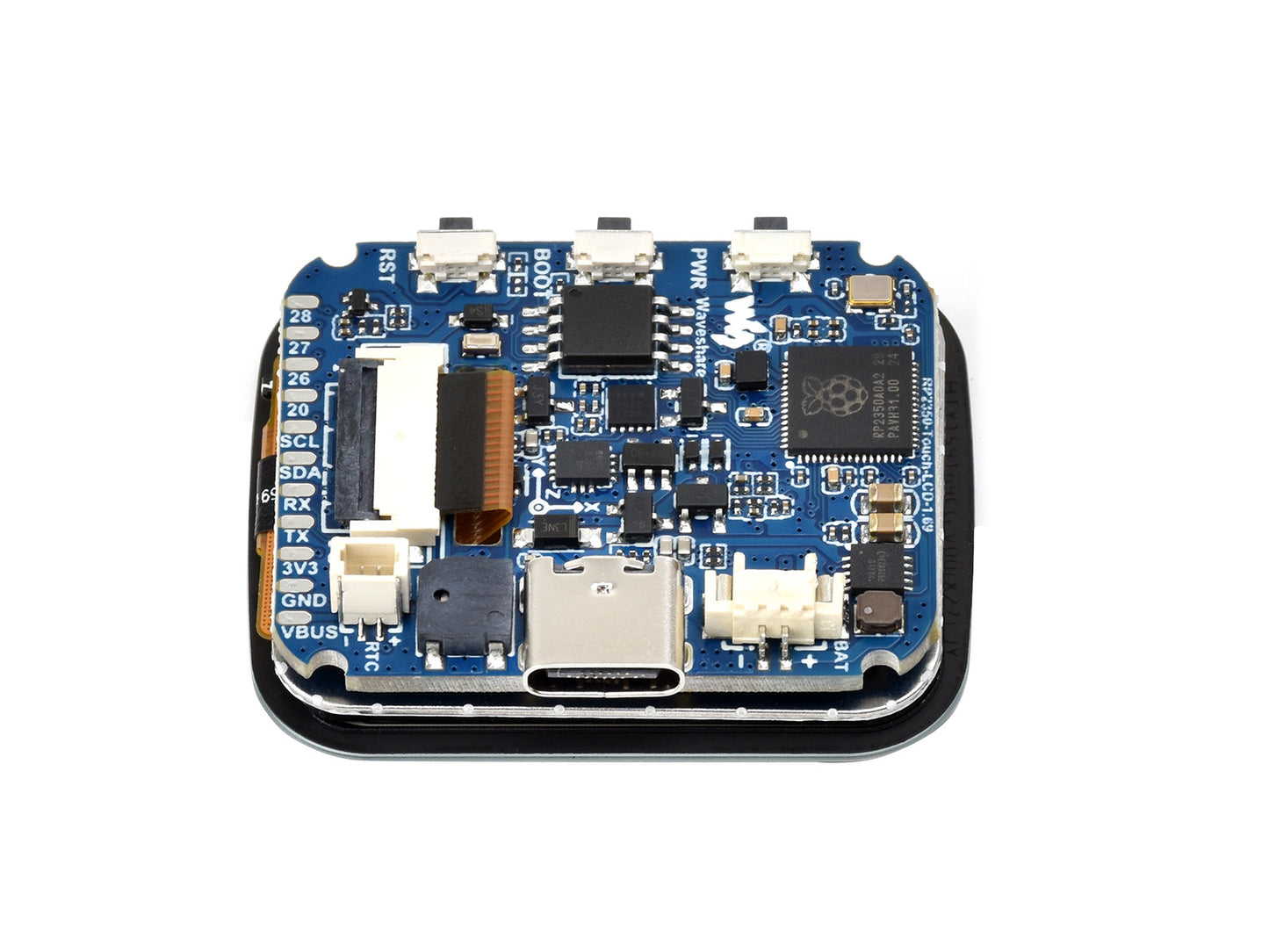 RP2350 Microcontroller Development Board, With 1.69inch Touch LCD, Rounded Corners, Dual-core & Dual-architecture Design, Accelerometer And Gyroscope Sensor