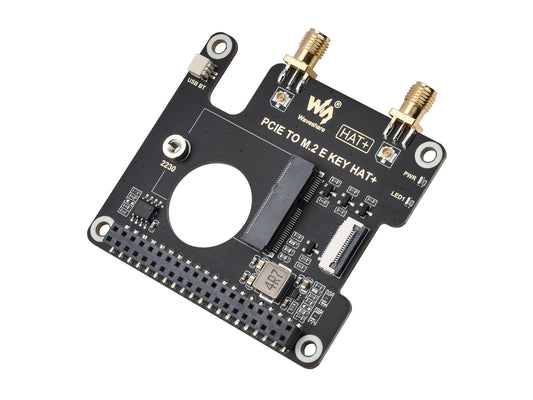 PCIe To M.2 E KEY HAT for Raspberry Pi 5, Compatible With NGFF (M.2 E Key) Wireless NIC, Supports USB Bluetooth Connection, HAT+ Standard, Raspberry Pi 5 PCIe HAT