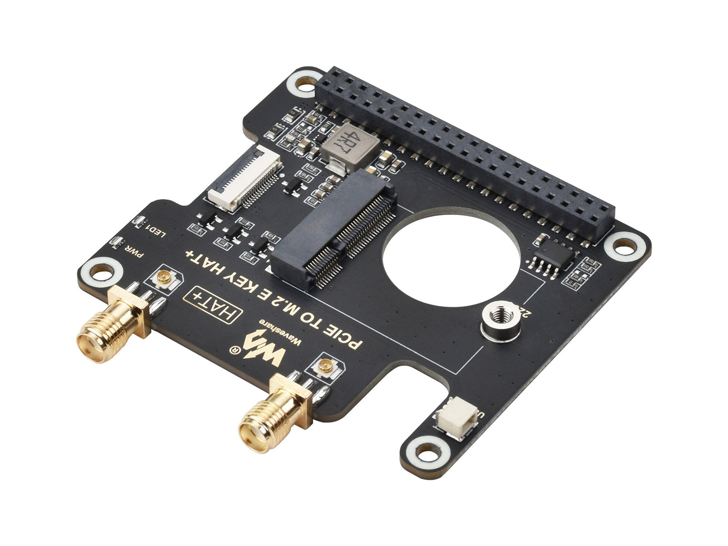 PCIe To M.2 E KEY HAT for Raspberry Pi 5, Compatible With NGFF (M.2 E Key) Wireless NIC, Supports USB Bluetooth Connection, HAT+ Standard, Raspberry Pi 5 PCIe HAT