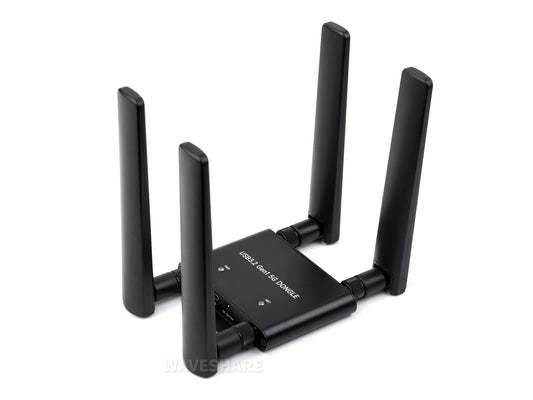 5G DONGLE Expansion Board, USB 3.2 Port, Aluminum Alloy Case, Quad Antennas, Onboard M.2 Key B Interface, Options For 5G Module