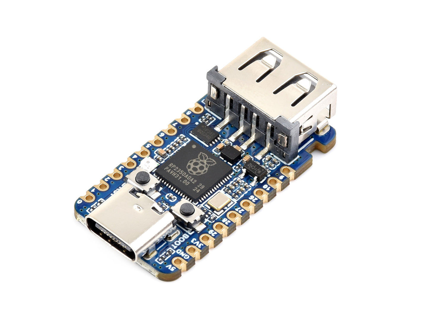 Waveshare RP2350A USB Mini Development Board, Based On Raspberry Pi RP2350A Dual-core & Dual-architecture Microcontroller, 150MHz Operating Frequency