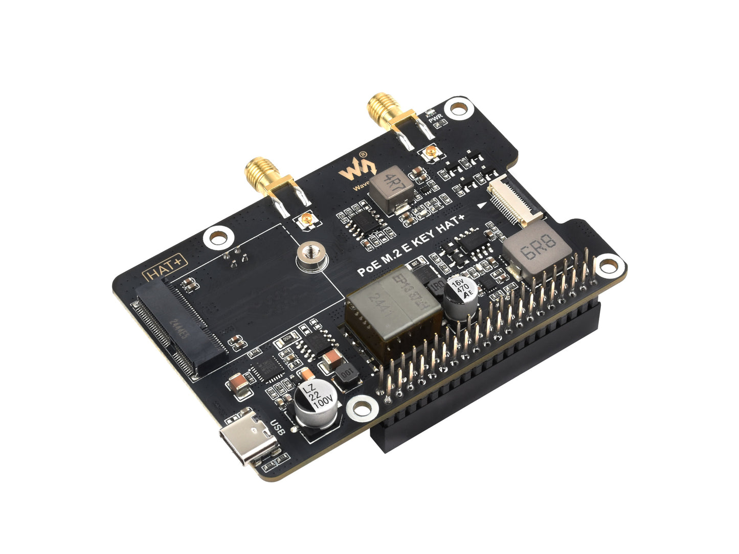 PCIe To M.2 E KEY Adapter With PoE Function for Raspberry Pi 5, Compatible With NGFF (M.2 E Key) Wireless NIC, Raspberry Pi 5 PCIe HAT