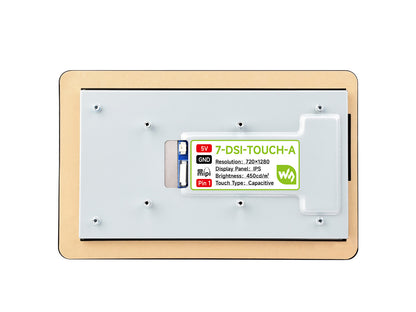 7inch DSI Capacitive Touch Display, 720×1280 Pixels, IPS Panel, Optical Bonding Toughened Glass Panel, 10-Point Touch, Anti-Fingerprint Process, With Case(Optional)