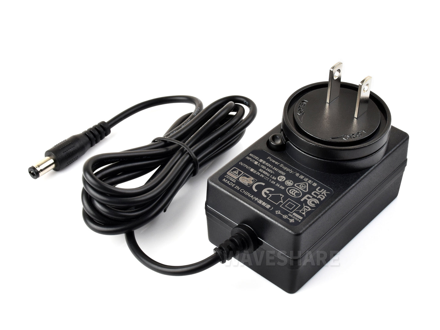 Power Supply, Power Adapter, 24V / 1A, DC Jack Output, OD 5.5mm, ID 2.1mm, Available In US / EU / UK Plug