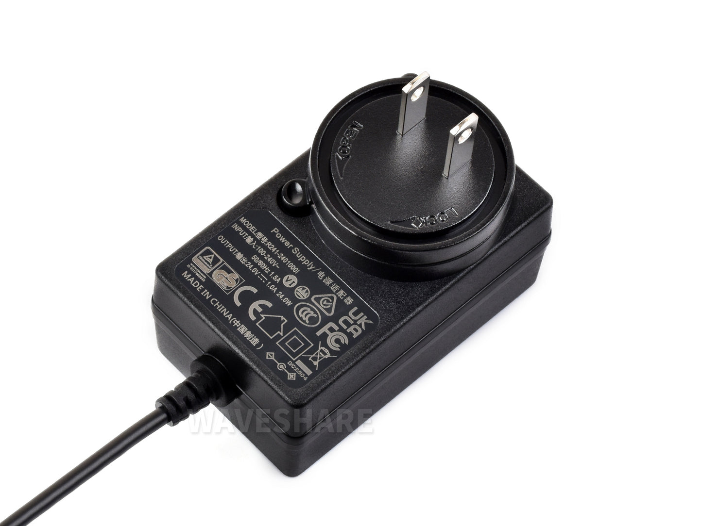 Power Supply, Power Adapter, 24V / 1A, DC Jack Output, OD 5.5mm, ID 2.1mm, Available In US / EU / UK Plug