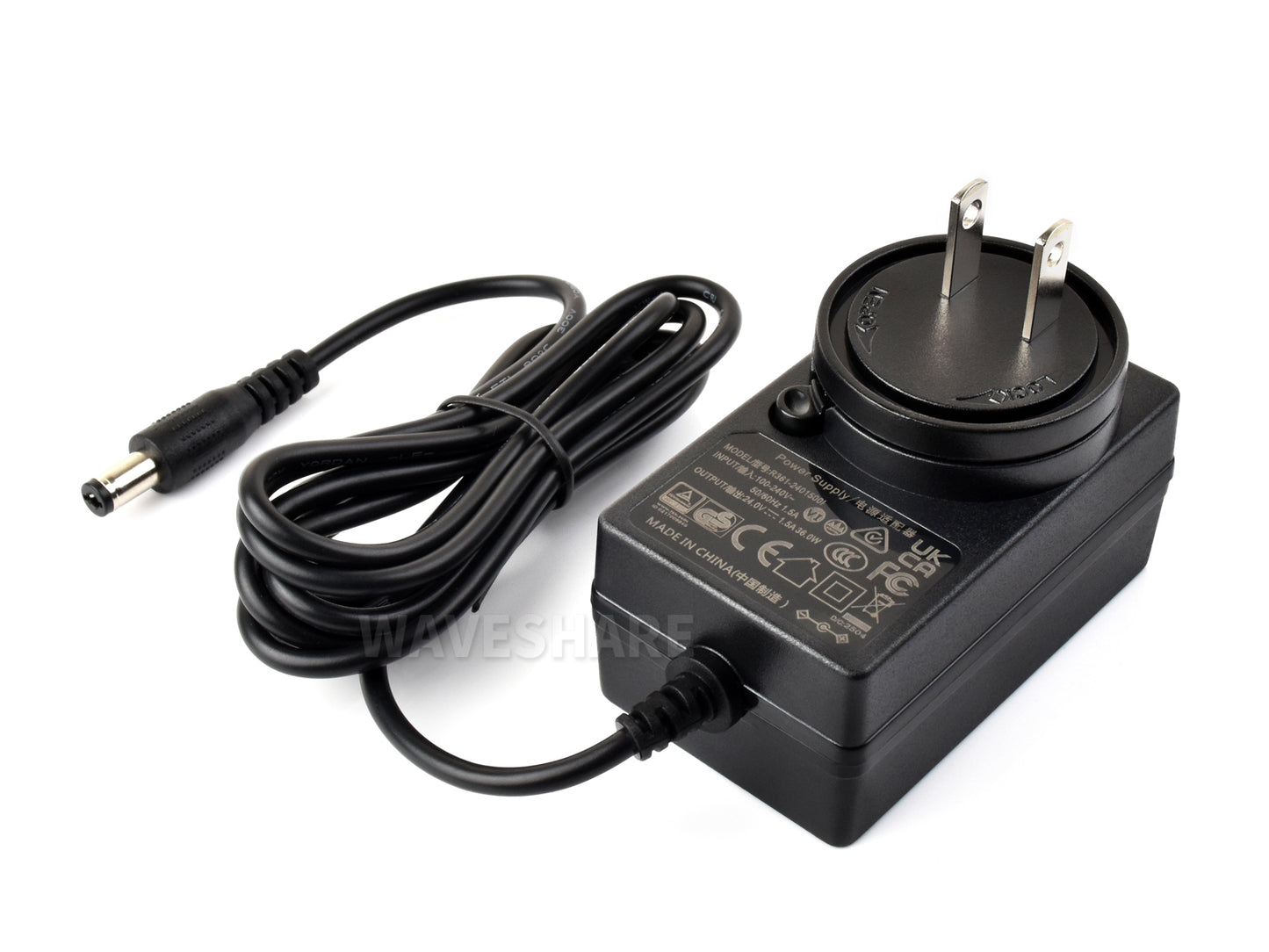 Power Supply, Power Adapter, 24V / 1.5A, DC Jack Output, OD 5.5mm, ID 2.1mm, Available In US / EU / UK Plug