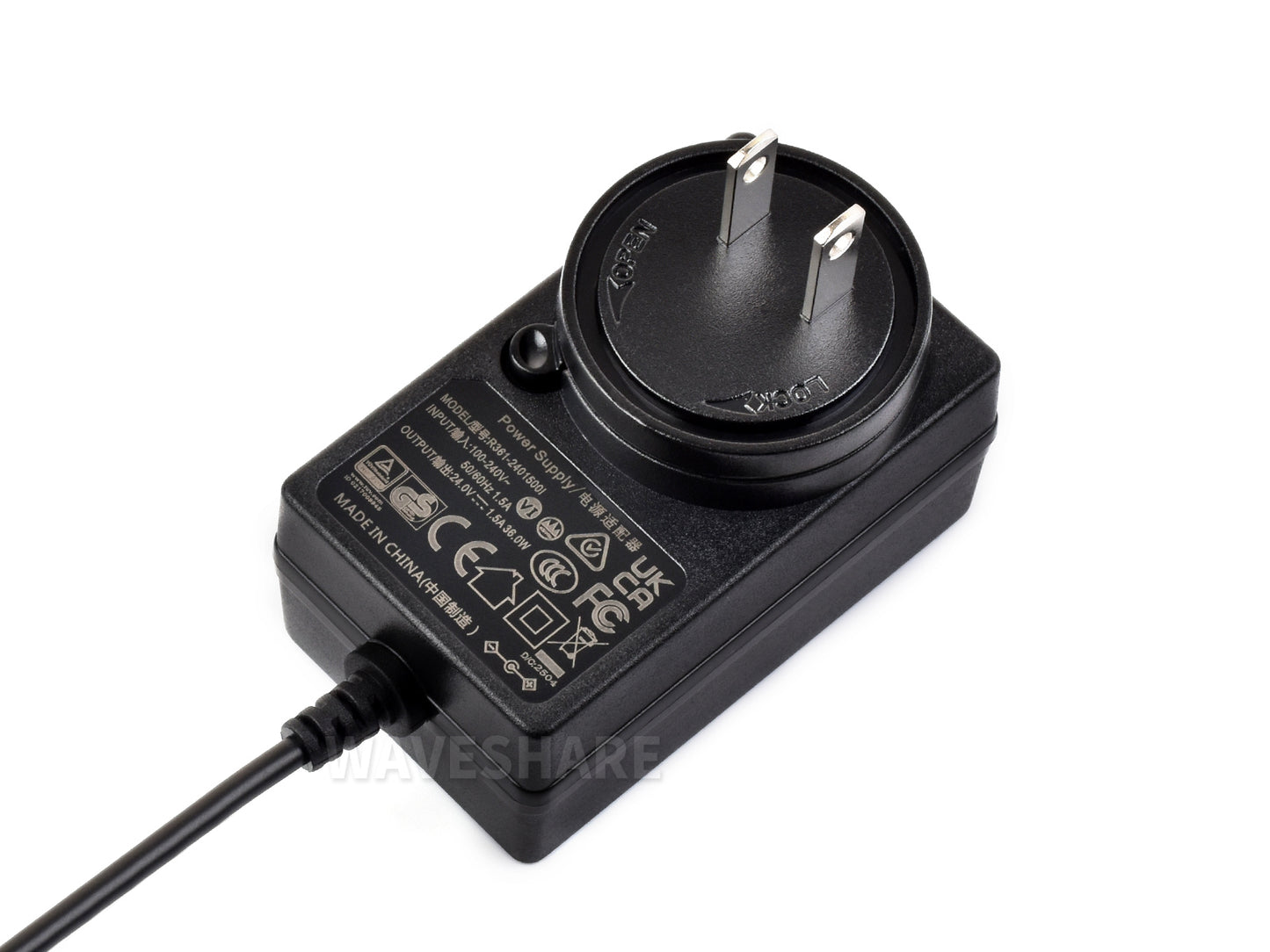 Power Supply, Power Adapter, 24V / 1.5A, DC Jack Output, OD 5.5mm, ID 2.1mm, Available In US / EU / UK Plug