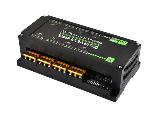 Industrial Modbus RTU 8-ch Relay Module (E) with RS485 Interface, 30A High Current, Multi Isolation Protection Circuits, Rail-mounted Case