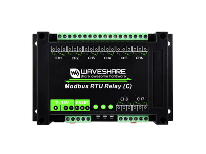 Modbus RTU 8-ch Latching Relay Module (C) with RS485 Interface, Multi Isolation Protection Circuits, Rail-mounted Case