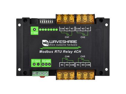 Industrial Modbus RTU 4-ch Relay Module with RS485 Interface, 30A High Current, Onboard LED Indicators, Multi Isolation Protection Circuits, Industrial Grade Rail-Mount Case