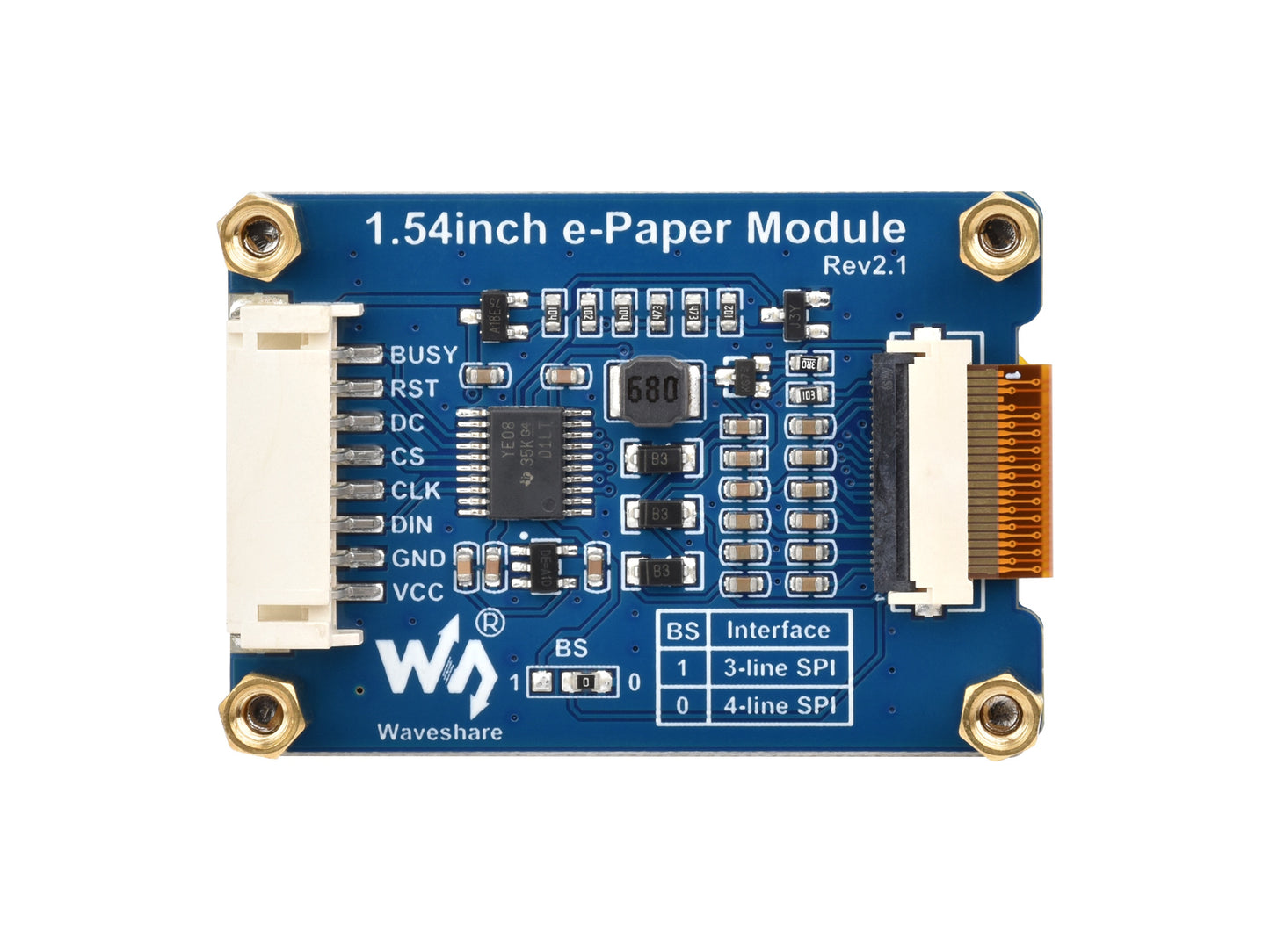 1.54inch e-Paper display (G), e-ink display, 200x200, Red/Yellow/Black/White, SPI Interface