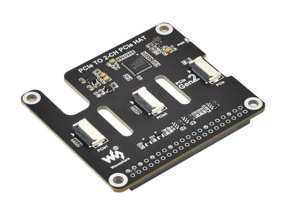2-Ch PCIe FFC Adapter Board For Raspberry Pi 5, Expands 2-Ch PCIe FFC Connectors, Supports Stacking Multiple PCIe HATs, Raspberry Pi 5 PCIe HAT