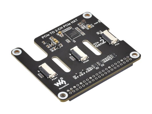 2-Ch PCIe FFC Adapter Board For Raspberry Pi 5, Expands 2-Ch PCIe FFC Connectors, Supports Stacking Multiple PCIe HATs, Raspberry Pi 5 PCIe HAT