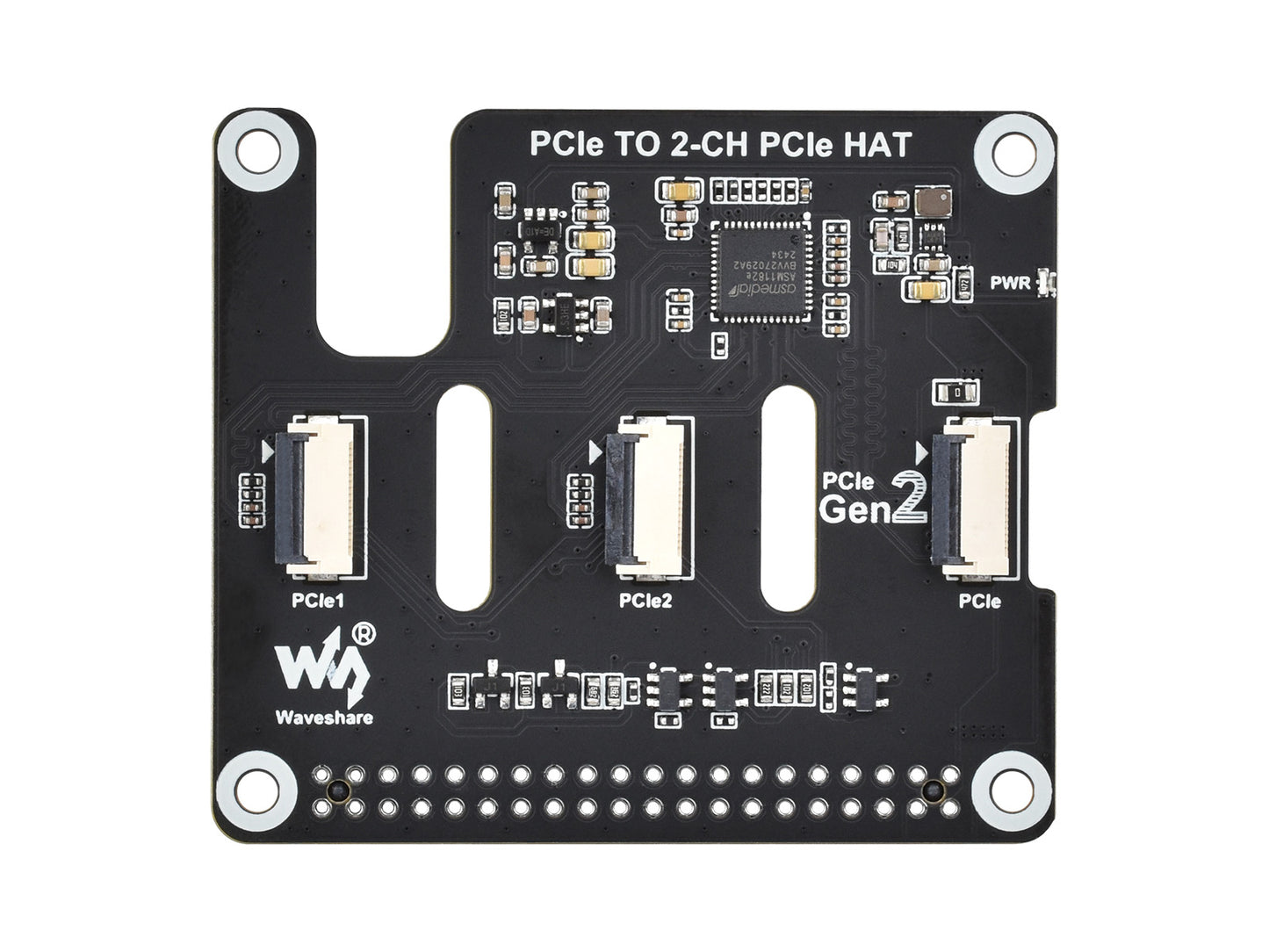 2-Ch PCIe FFC Adapter Board For Raspberry Pi 5, Expands 2-Ch PCIe FFC Connectors, Supports Stacking Multiple PCIe HATs, Raspberry Pi 5 PCIe HAT